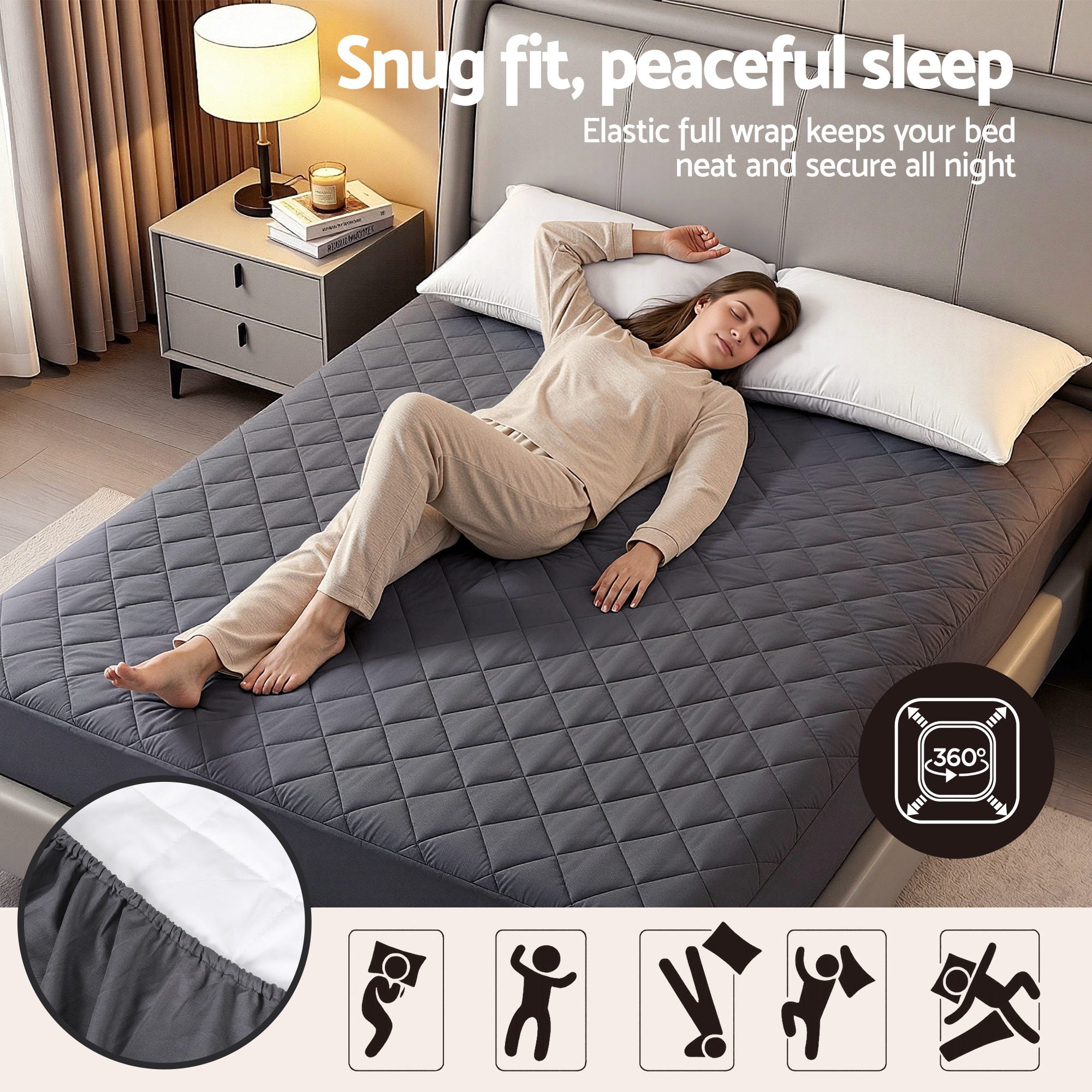 Giselle Bedding Water-Resistant Mattress Protector Microfiber 360° Free
