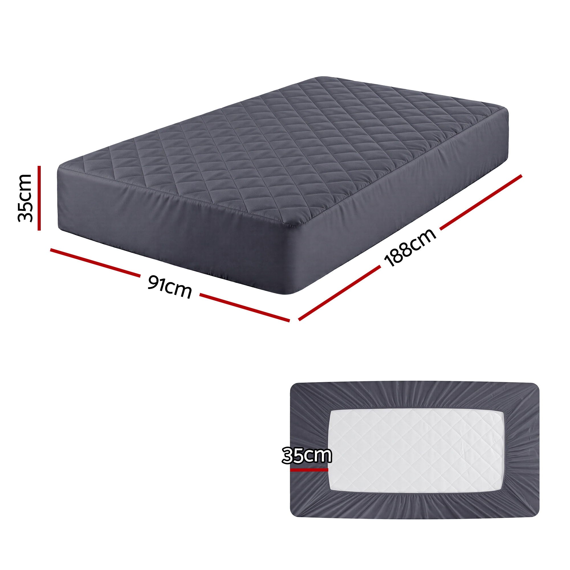 Giselle Bedding Water-Resistant Mattress Protector Microfiber 35cm Free