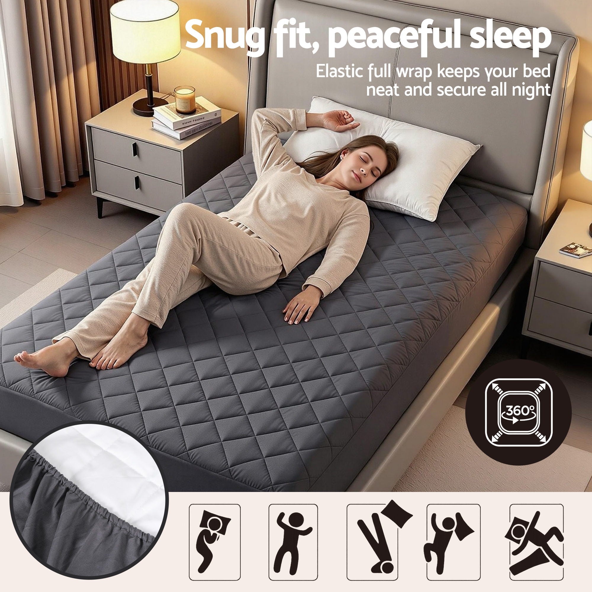 Giselle Bedding Water-Resistant Mattress Protector Microfiber 35cm Free