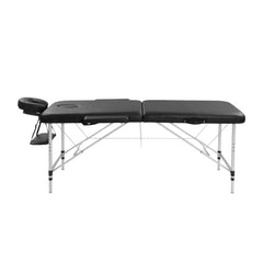 Zenses Massage Table 55cm Portable 2 Fold Aluminium Beauty Bed Black