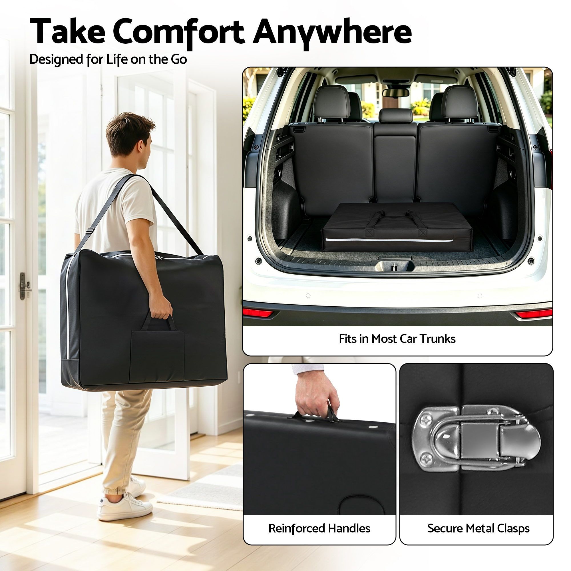 Zenses Massage Table 70cm Portable 2 Fold Aluminium Beauty Bed Black