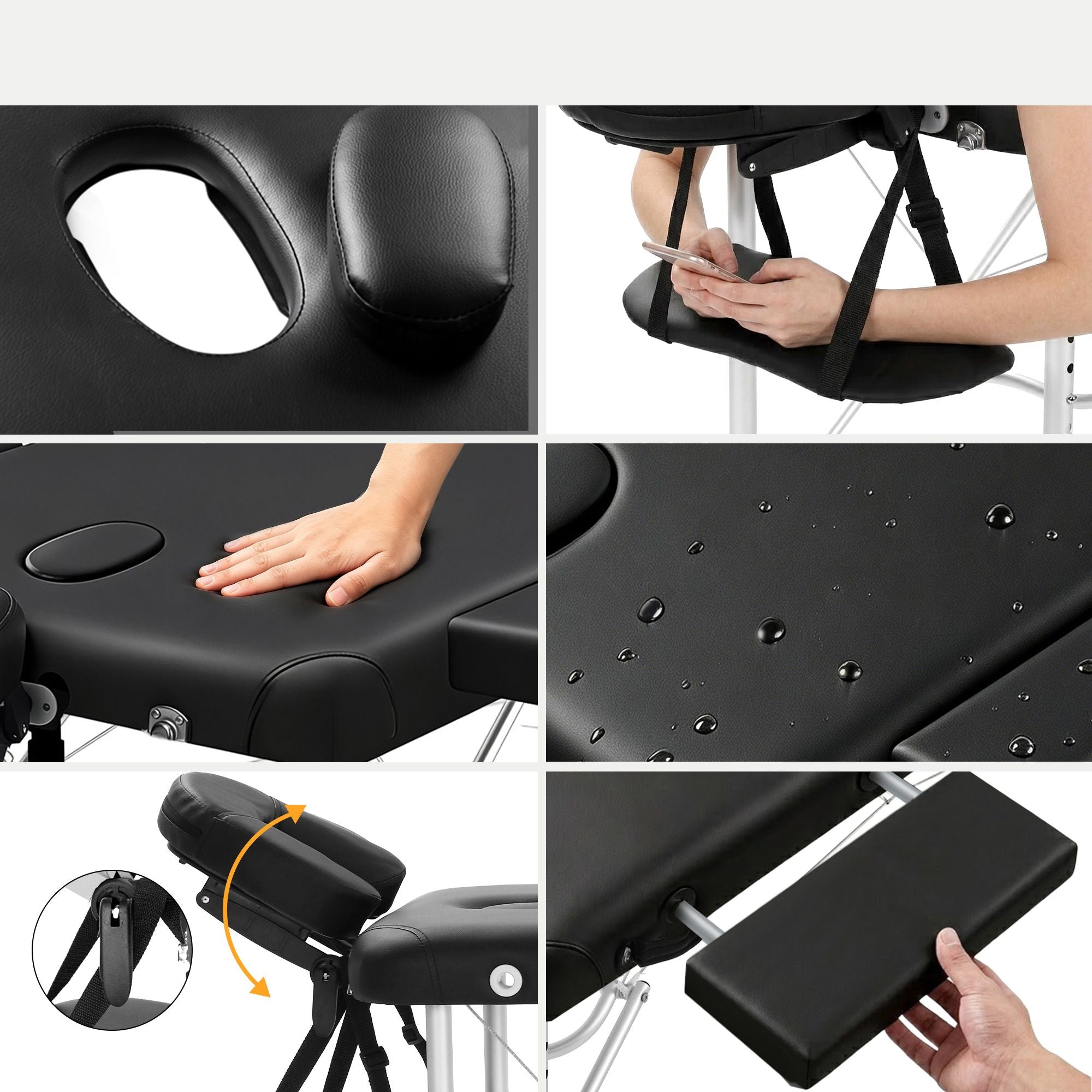 Zenses Massage Table 75cm Portable 2 Fold Aluminium Beauty Bed Black