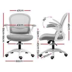 Artiss 2x Mesh Office Chair Computer Gaming Desk Chairs Work Study Mid Back Grey