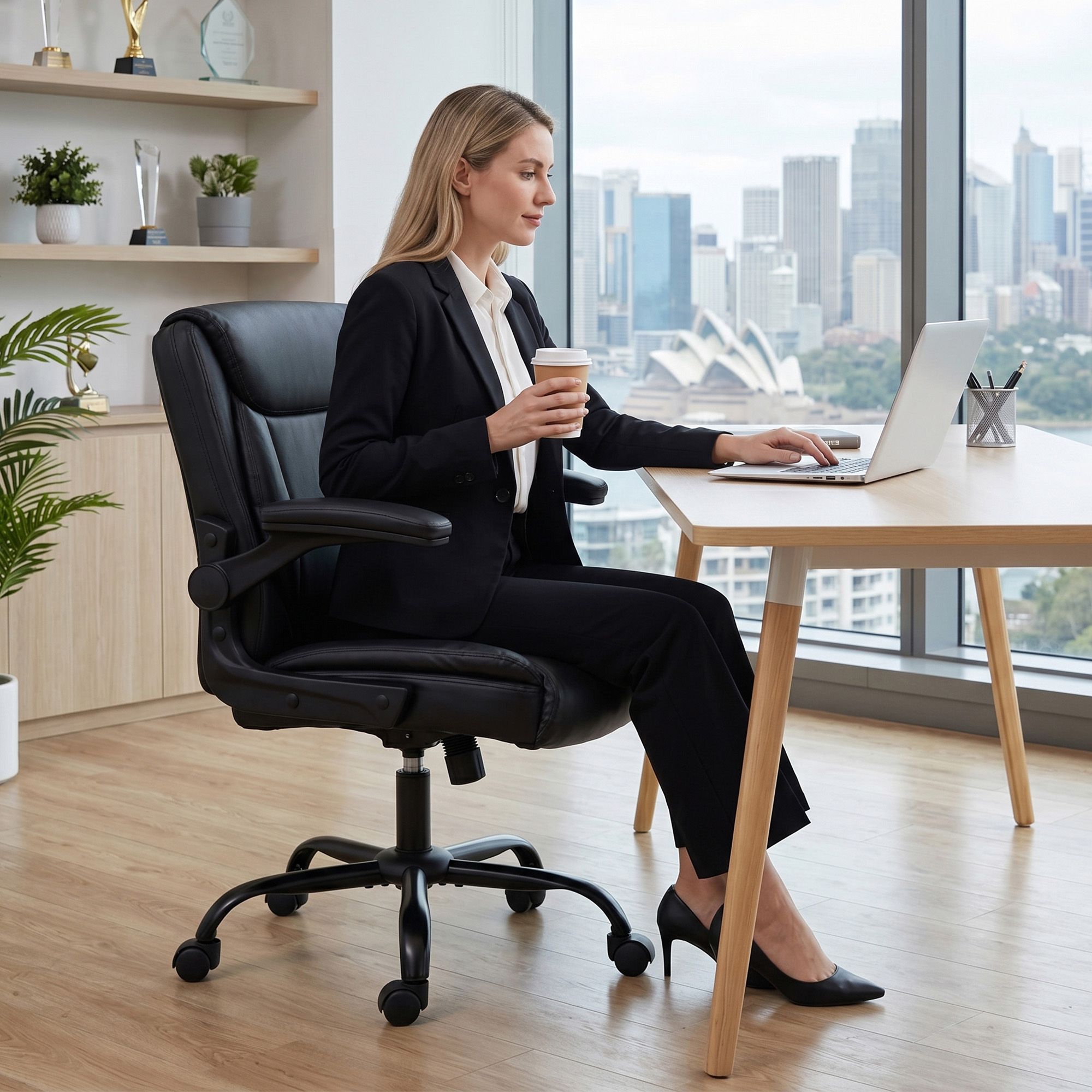 Artiss Executive Office Chair Mid Back Black