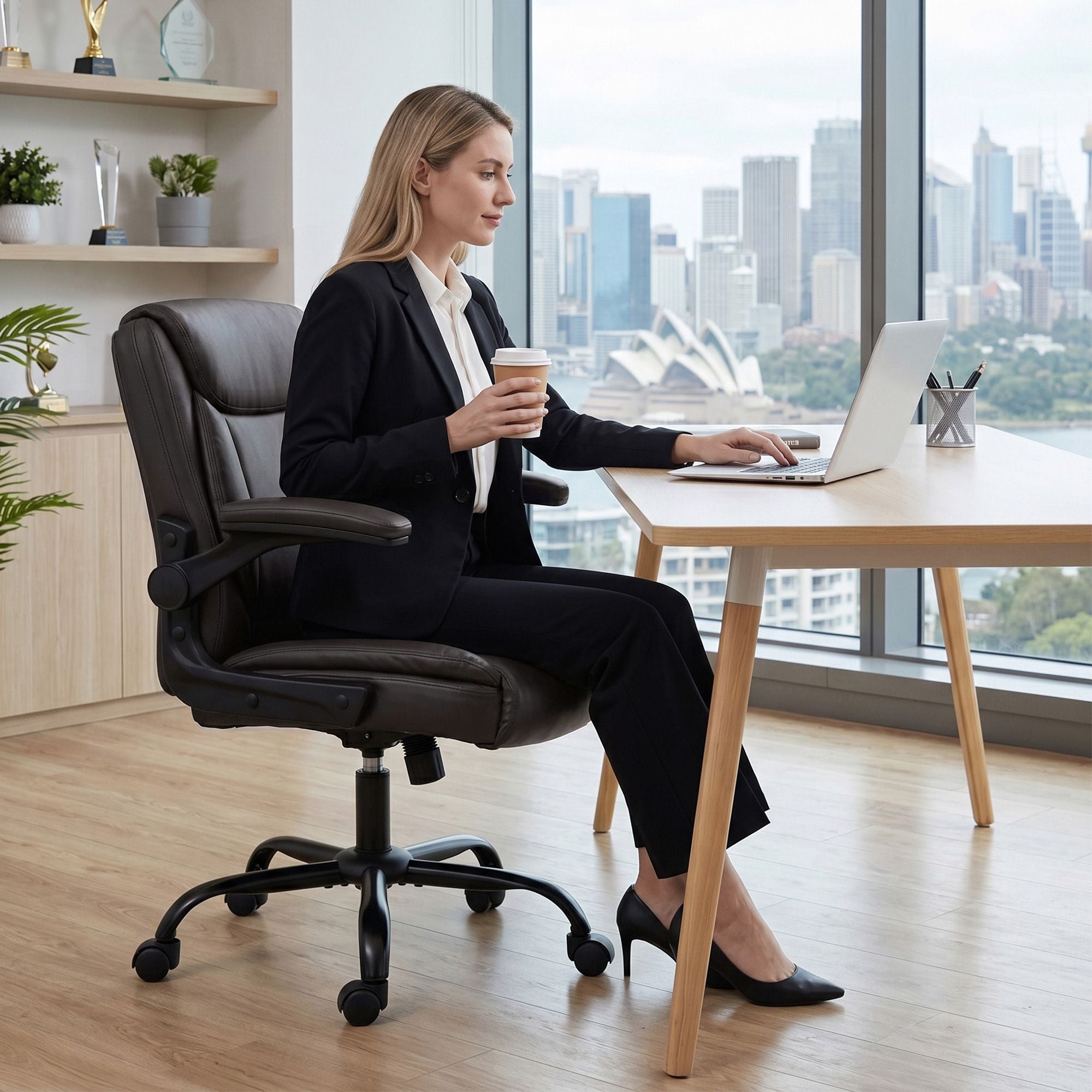 Artiss Executive Office Chair Mid Back Brwon