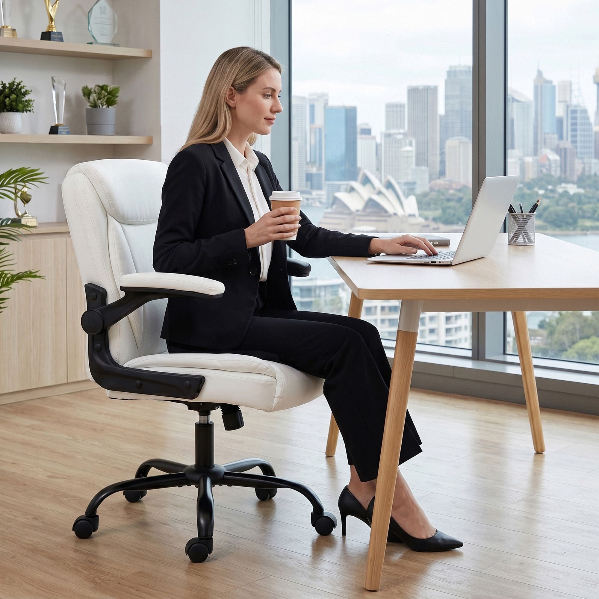 Artiss Executive Office Chair Mid Back White