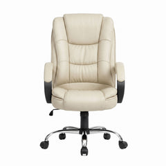 Artiss Executive Office Chair Leather Tilt Beige