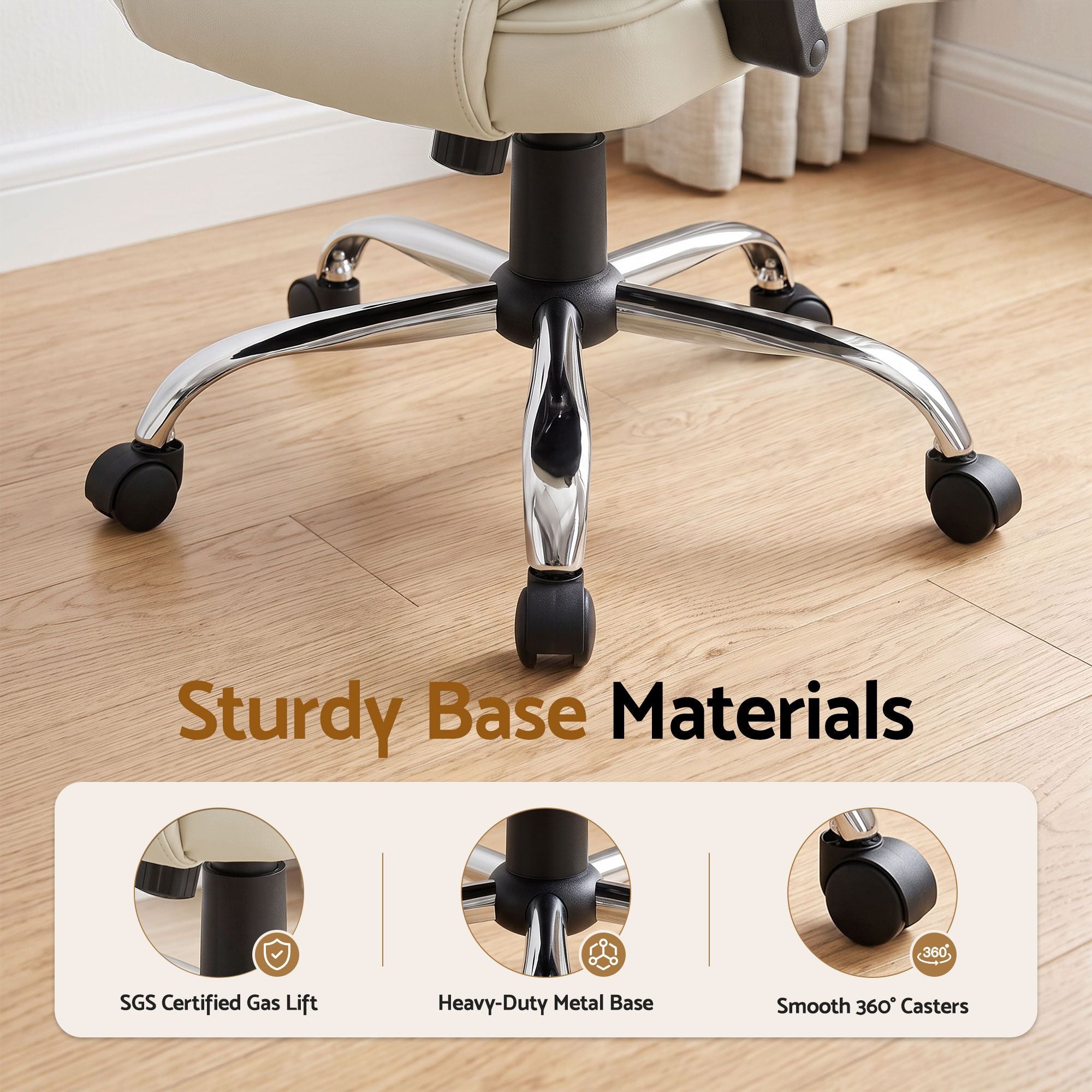 Artiss Executive Office Chair Leather Tilt Beige