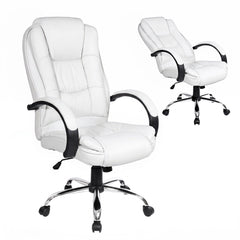 Artiss Executive Office Chair Leather Tilt White