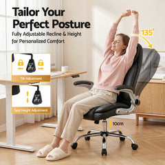 Artiss Executive Office Chair Leather Tilt Black