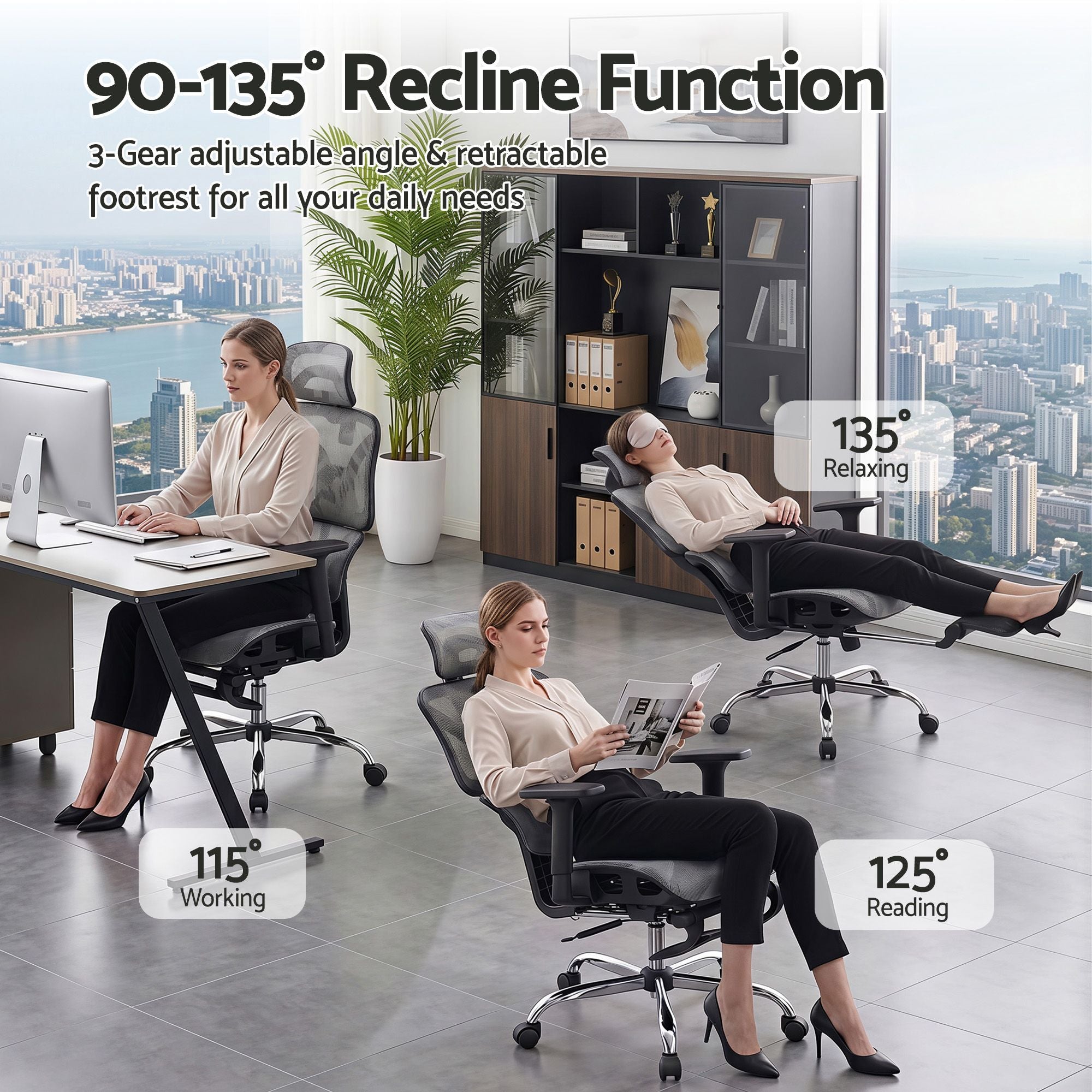 Artiss Ergonomic Office Chair Footrest Grey