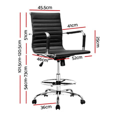 Artiss Office Chair Drafting Stool Leather Chairs Black