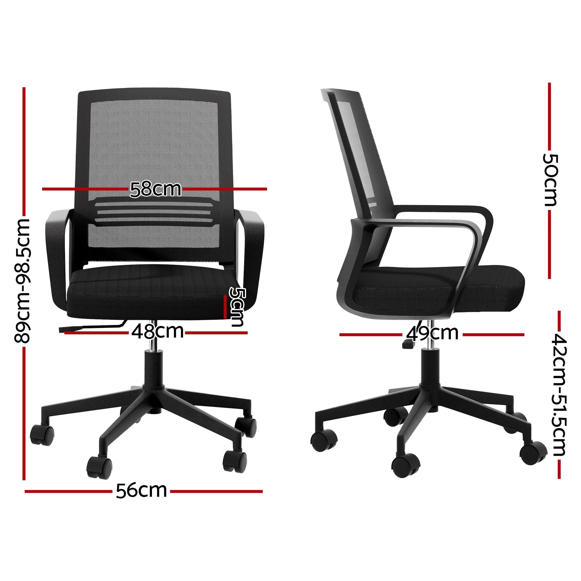 Artiss Mesh Office Chair Mid Back Black