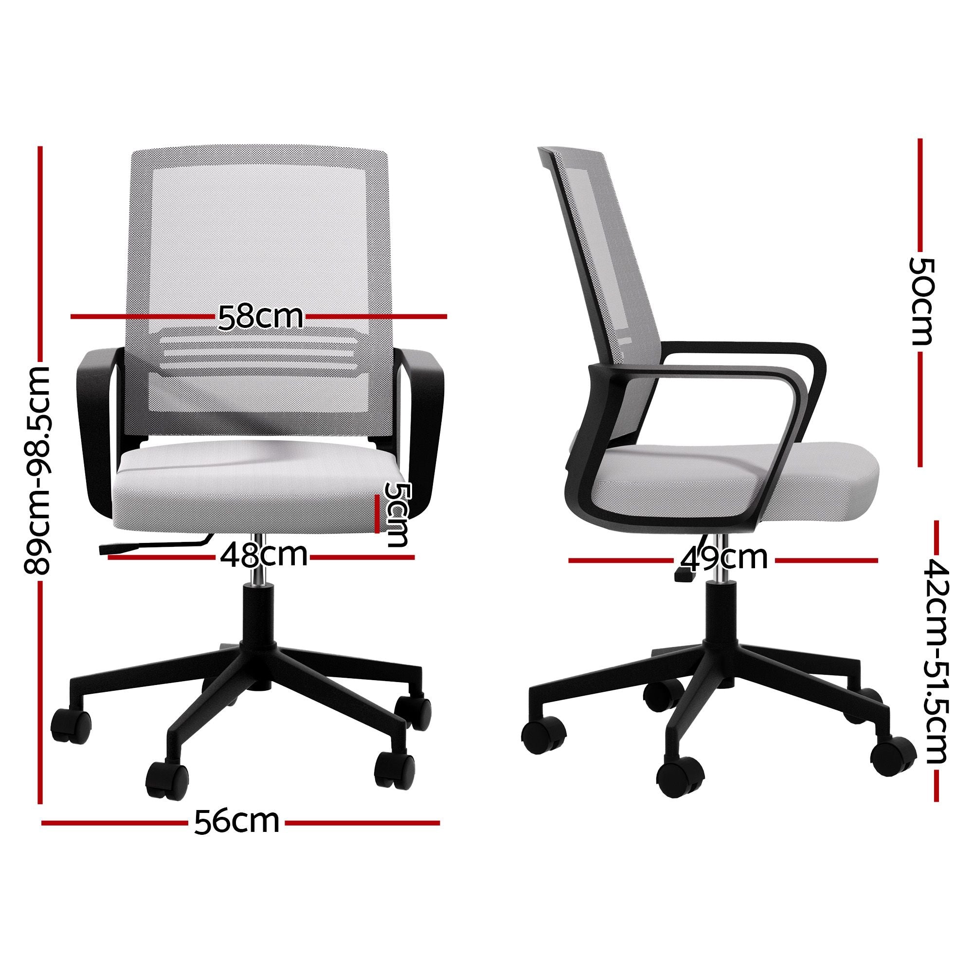 Artiss Mesh Office Chair Mid Back Grey