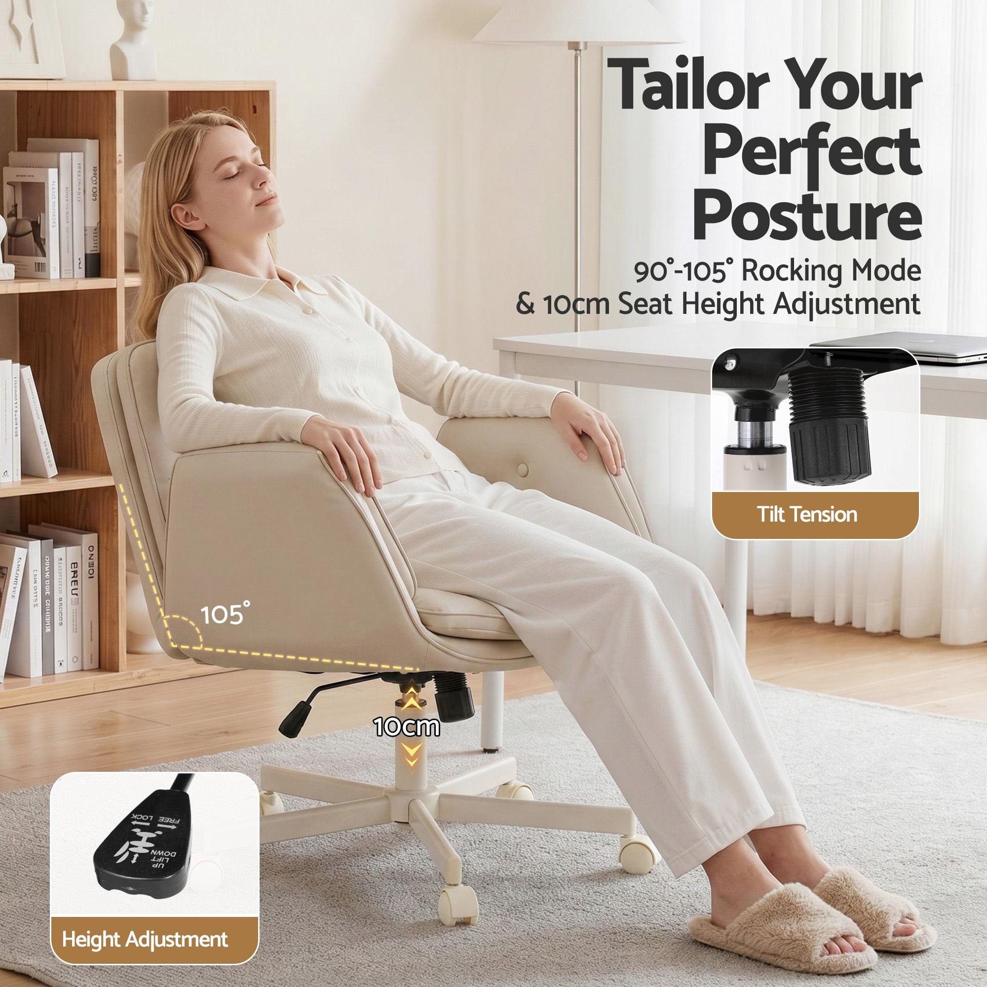 Artiss Criss Cross Chair with Wheels & Adjustable Armrests, Ergonomic Cross