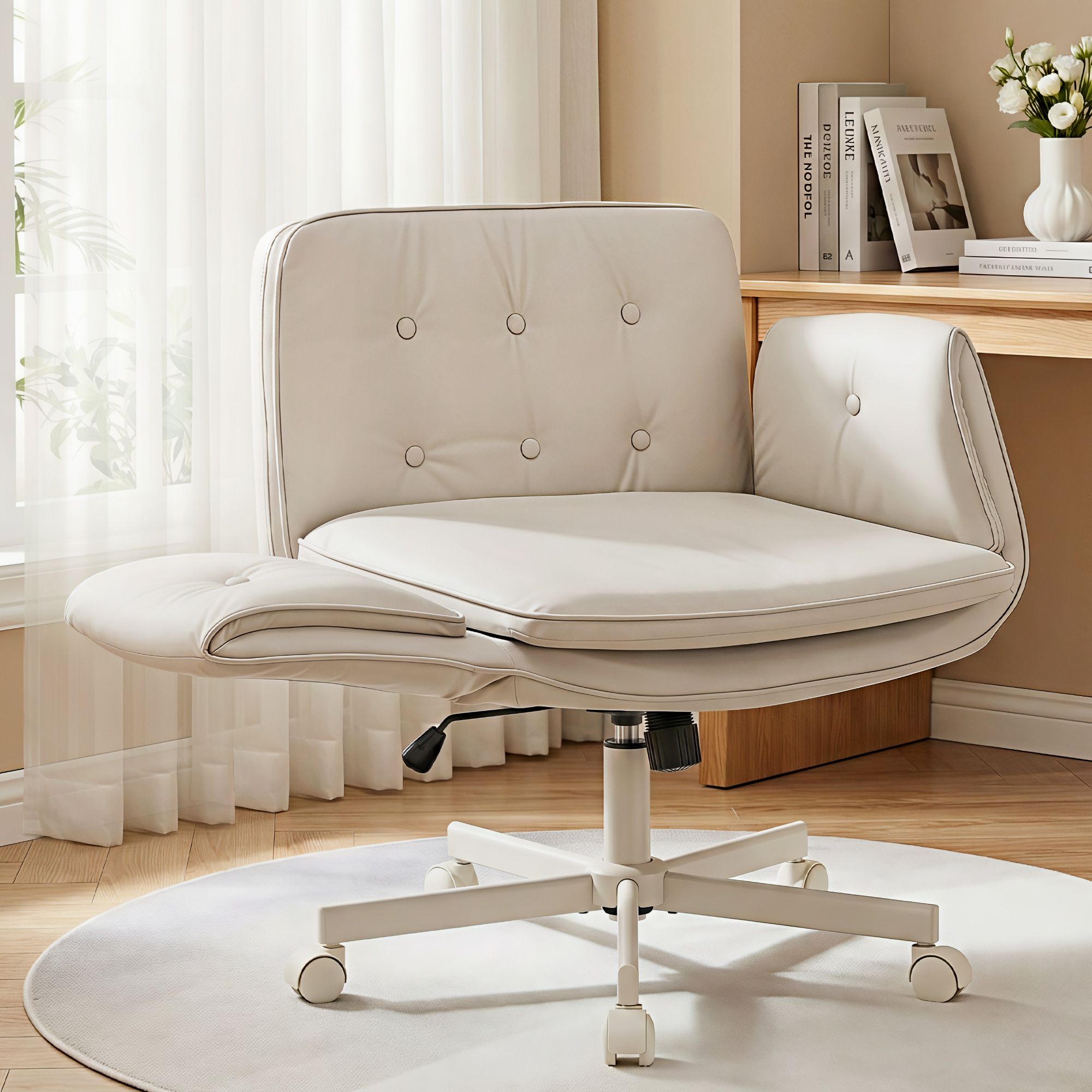 Artiss Criss Cross Chair with Wheels & Adjustable Armrests, Ergonomic Cross
