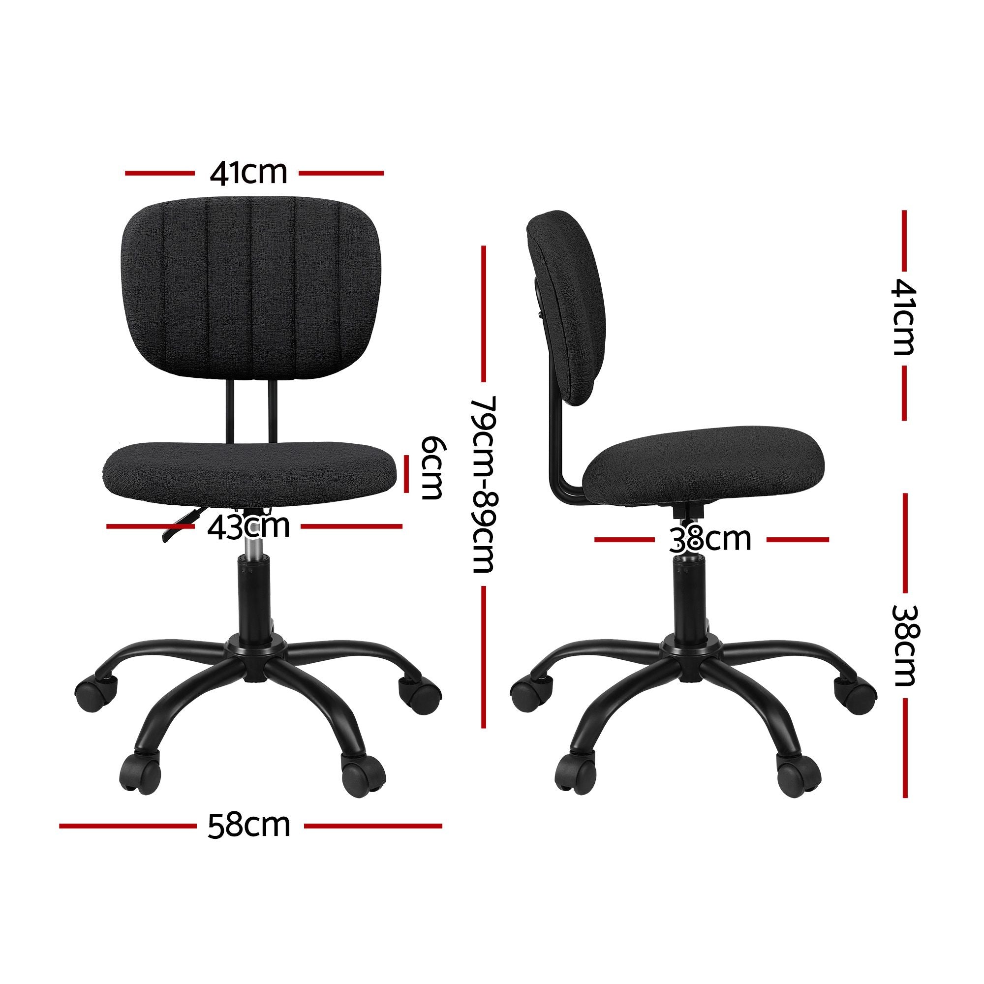 Artiss Armless Office Chair with Wheels, Ergonomic 360° Swivel Home Office Desk