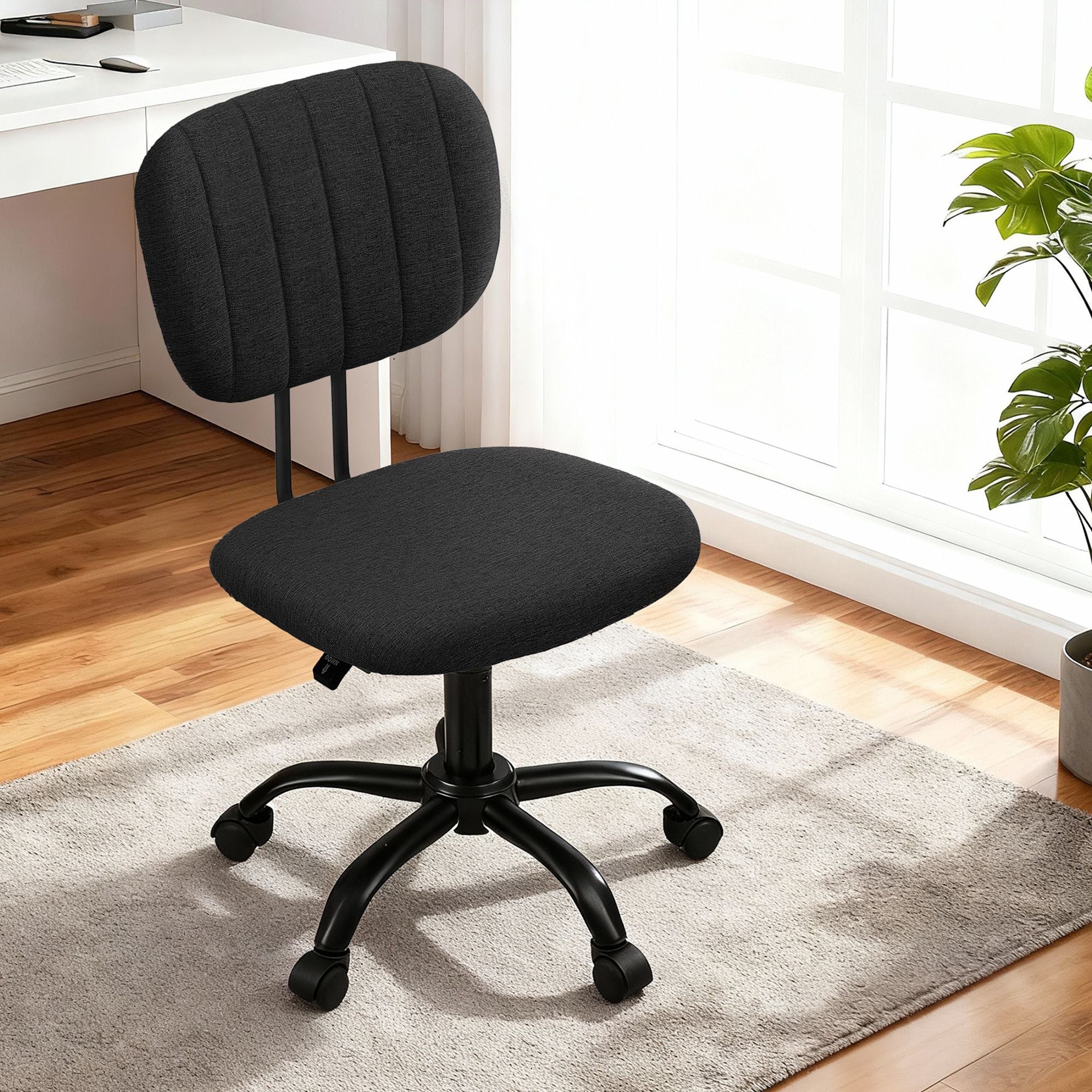 Artiss Armless Office Chair with Wheels, Ergonomic 360° Swivel Home Office Desk