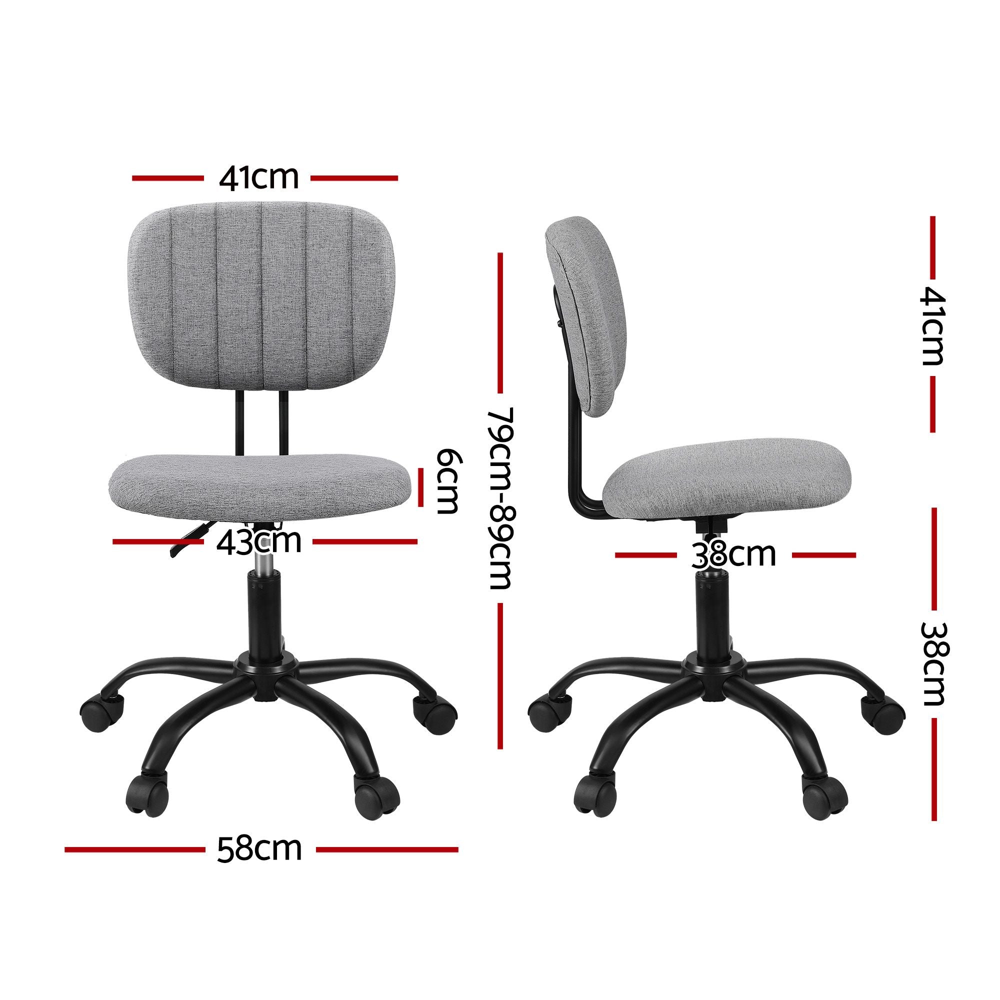 Artiss Armless Office Chair with Wheels, Ergonomic 360° Swivel Home Office Desk