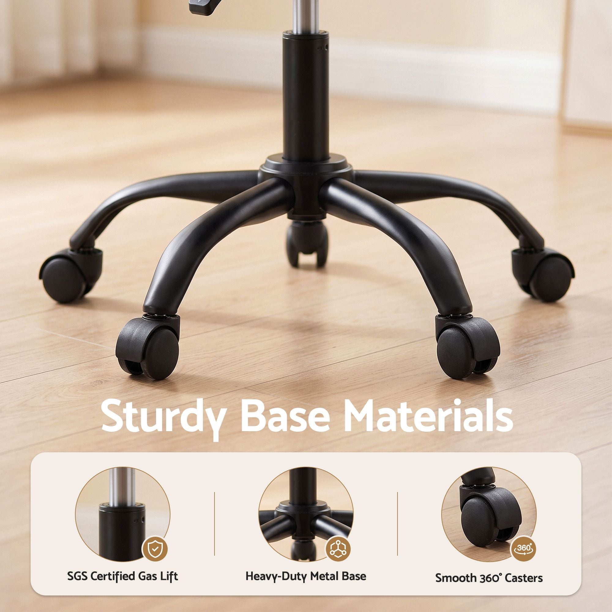 Artiss Armless Office Chair with Wheels, Ergonomic 360° Swivel Home Office Desk