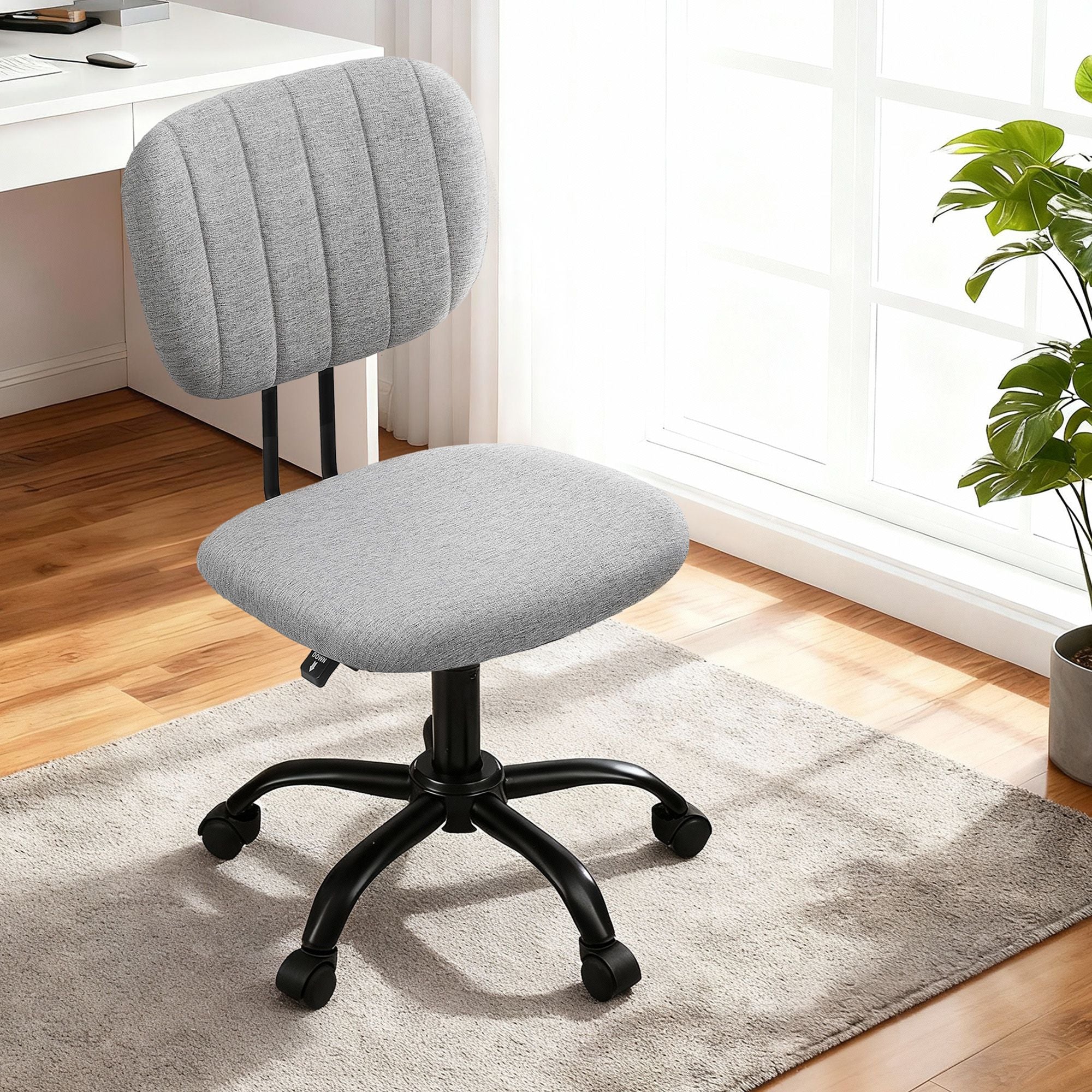 Artiss Armless Office Chair with Wheels, Ergonomic 360° Swivel Home Office Desk