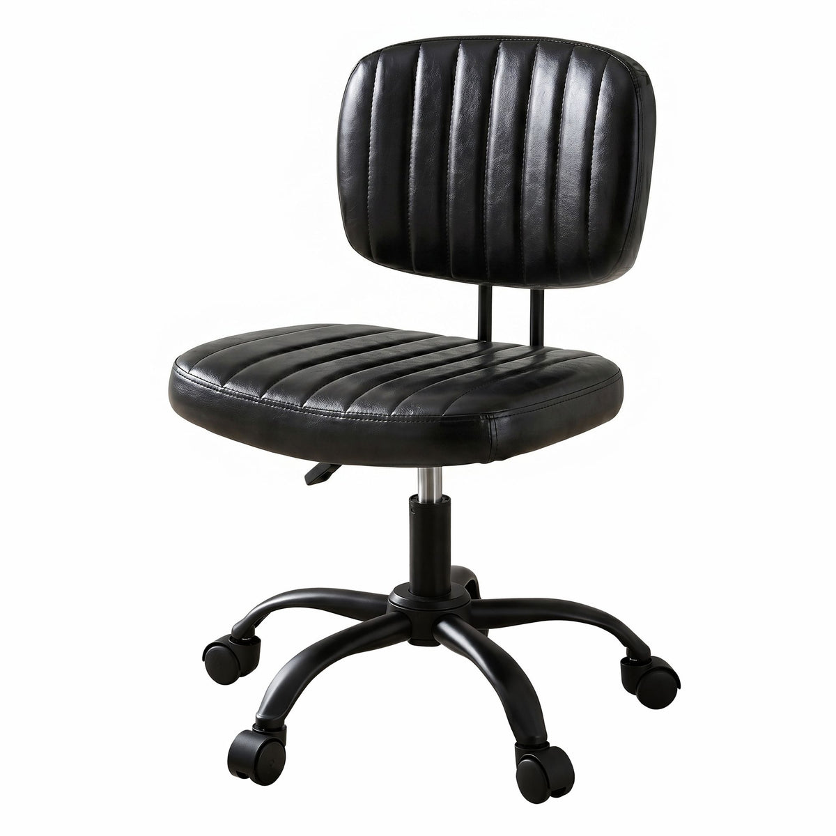 Artiss Armless Office Chair with Wheels, Ergonomic PU Leather Office Desk Chair