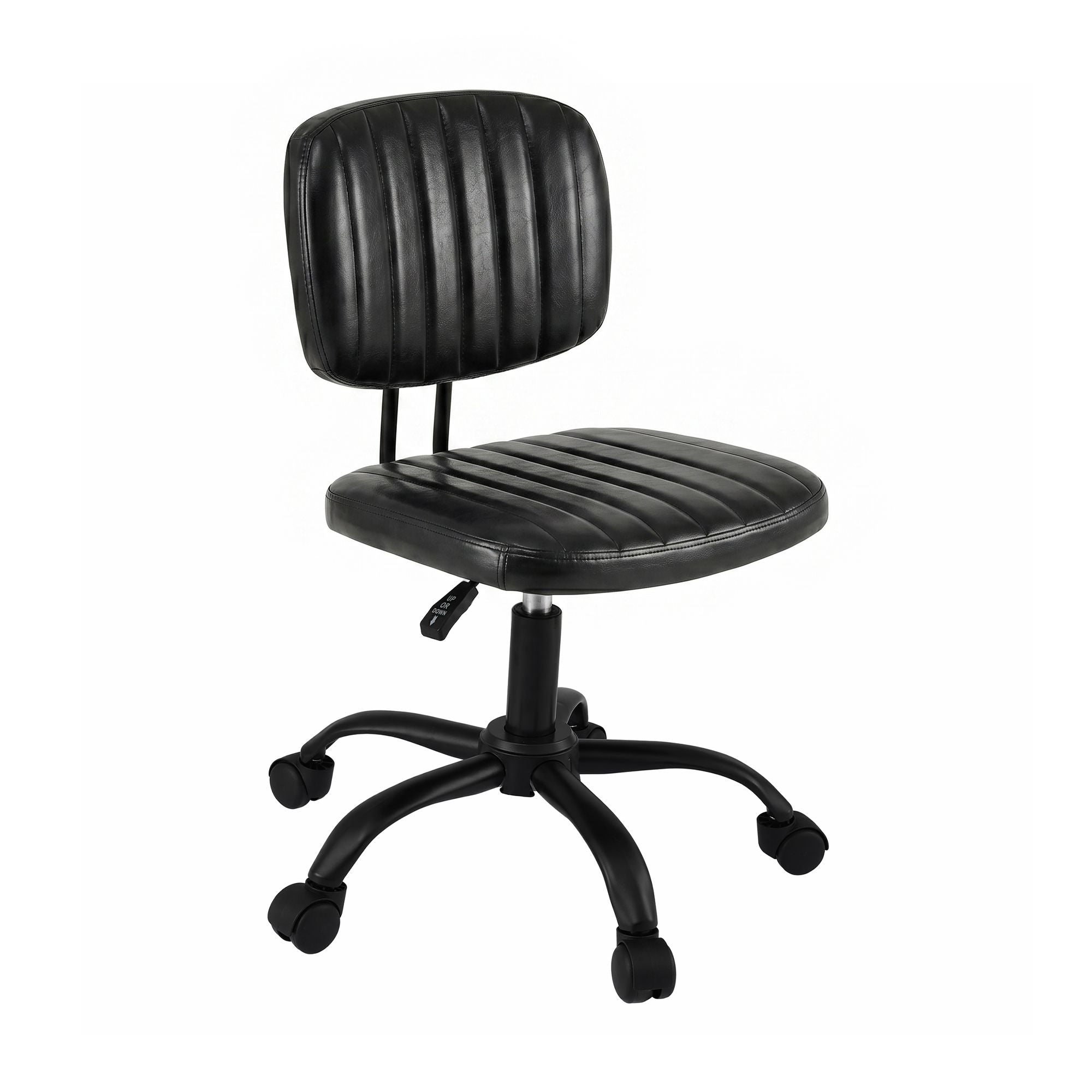 Artiss Armless Office Chair with Wheels, Ergonomic PU Leather Office Desk Chair