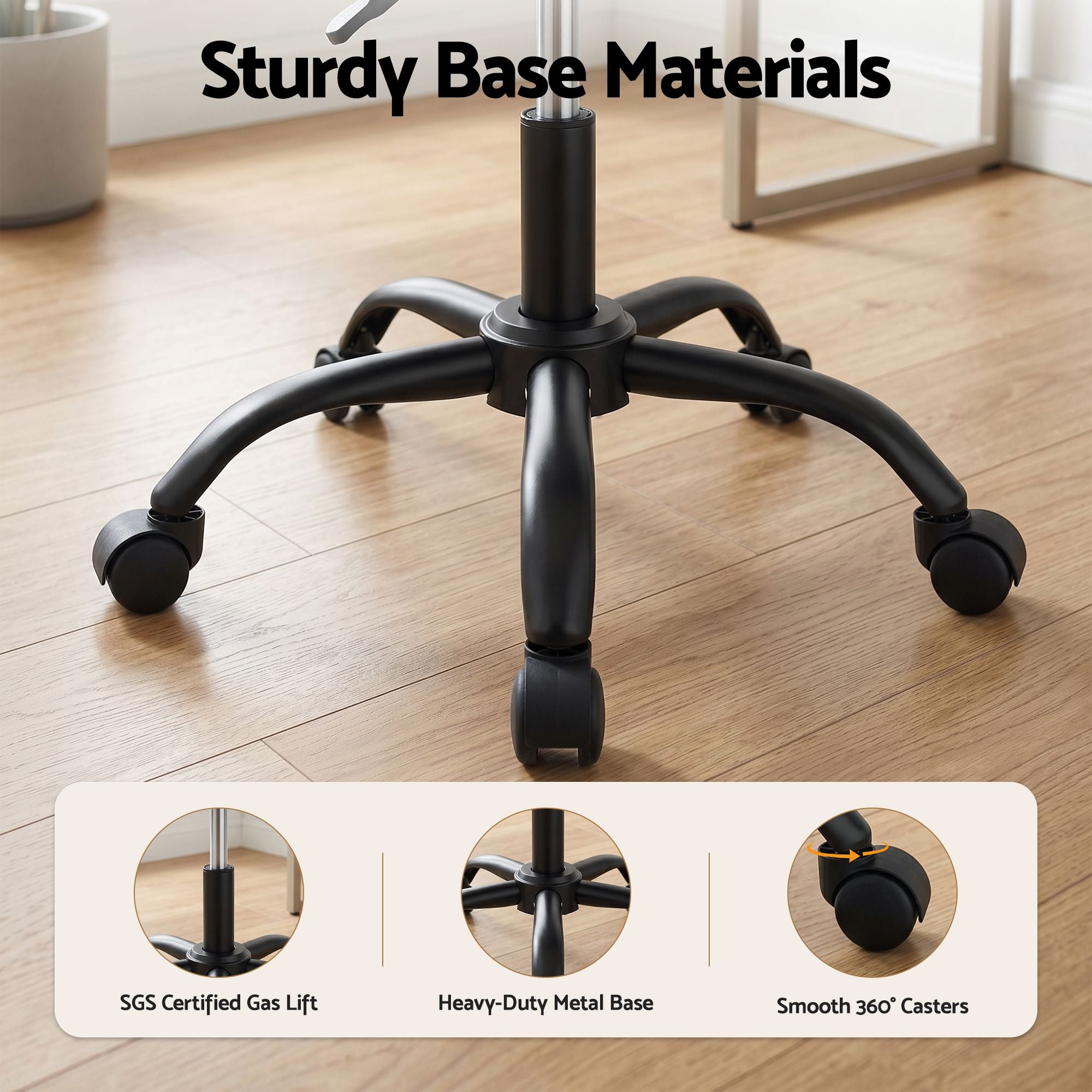 Artiss Armless Office Chair with Wheels, Ergonomic PU Leather Office Desk Chair