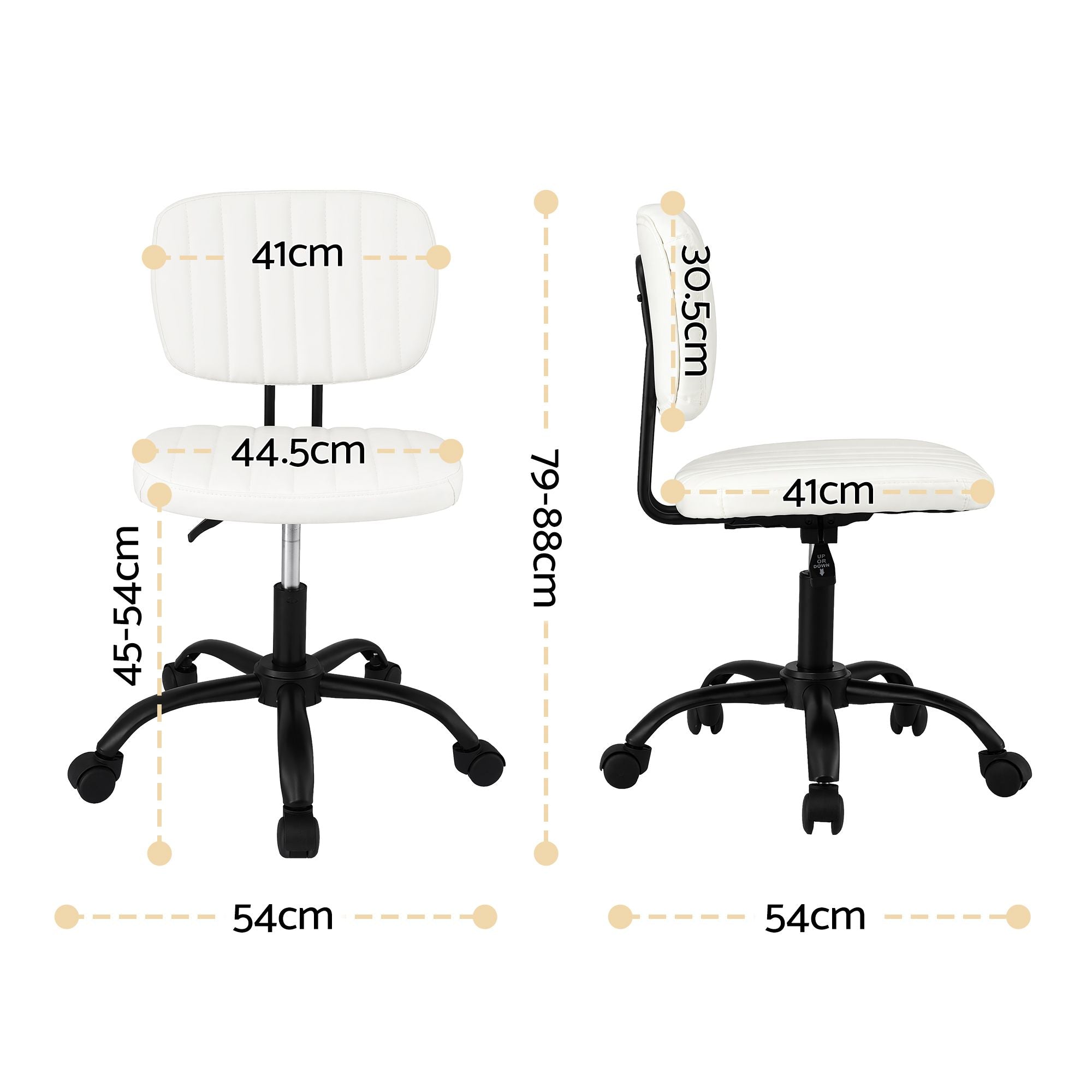 Artiss Armless Office Chair with Wheels, Ergonomic PU Leather Office Desk Chair