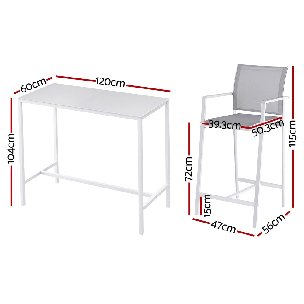 Gardeon 7PCS Outdoor Bar Set Stools Dining Chairs Table Patio Steel Bistro Set