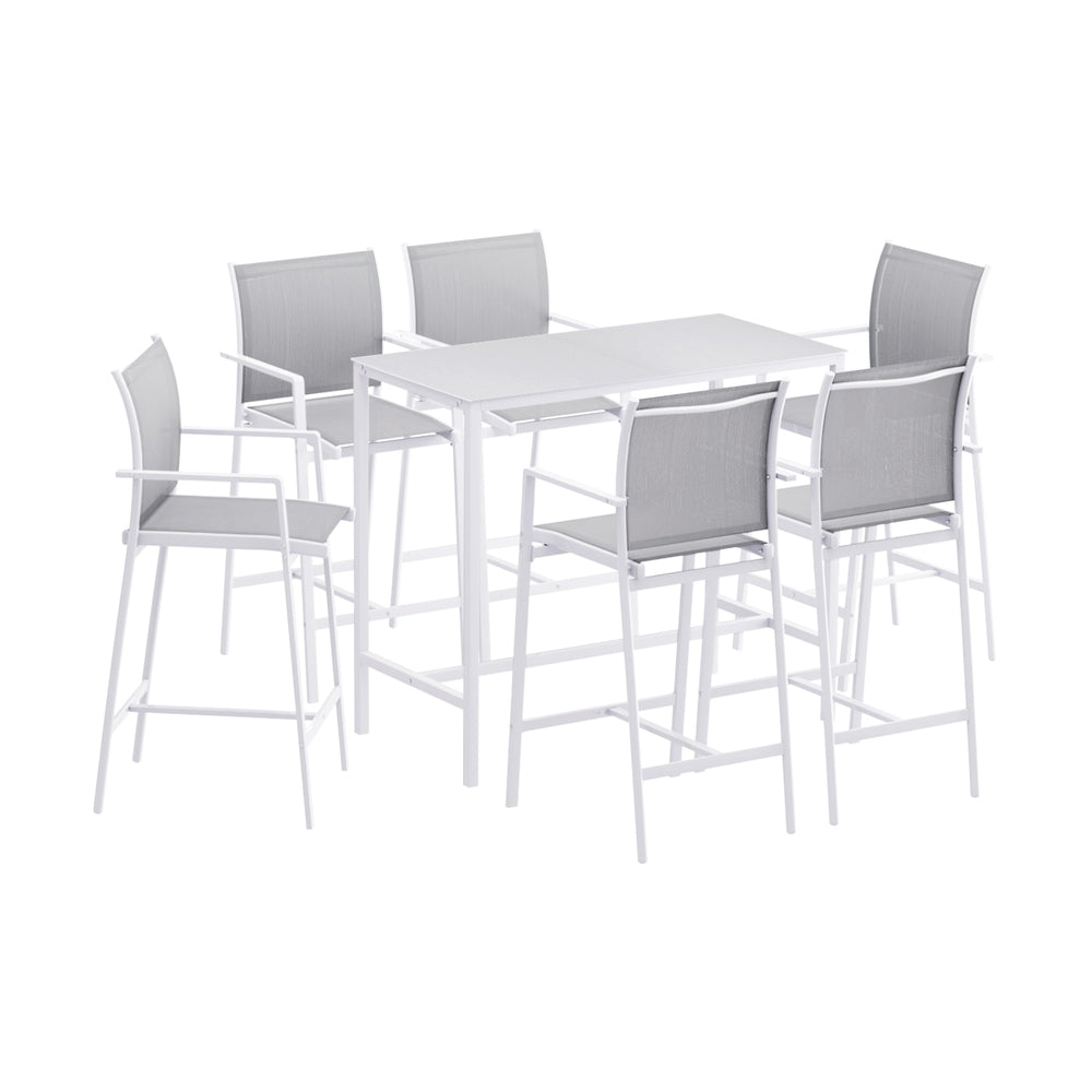 Gardeon 7PCS Outdoor Bar Set Stools Dining Chairs Table Patio Steel Bistro Set