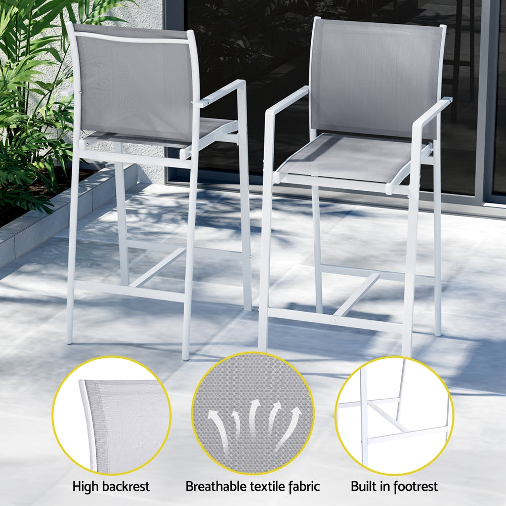 Gardeon 7PCS Outdoor Bar Set Stools Dining Chairs Table Patio Steel Bistro Set