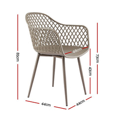 Gardeon 4 Piece Outdoor Dining Chairs PP Lounge Chair Patio Furniture Garden Coffee