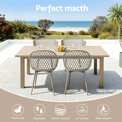 Gardeon 4 Piece Outdoor Dining Chairs PP Lounge Chair Patio Furniture Garden Coffee