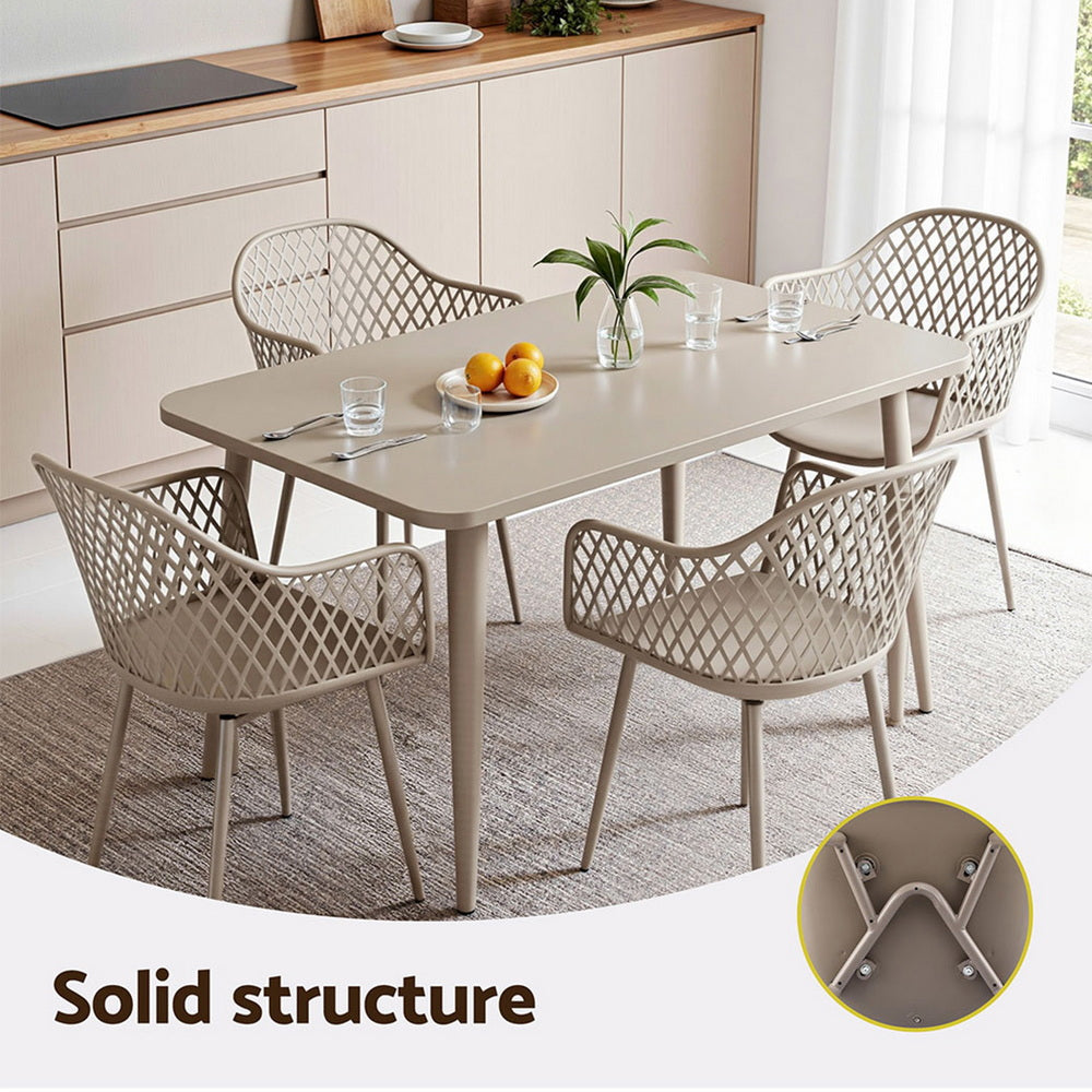 Gardeon 4 Piece Outdoor Dining Chairs PP Lounge Chair Patio Furniture Garden Coffee