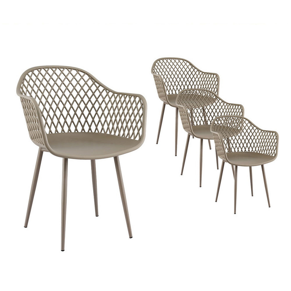 Gardeon 4 Piece Outdoor Dining Chairs PP Lounge Chair Patio Furniture Garden Coffee