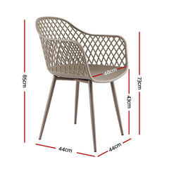 Gardeon 4PC Outdoor Dining Chairs PP Lounge Chair Patio Furniture Garden Coffee