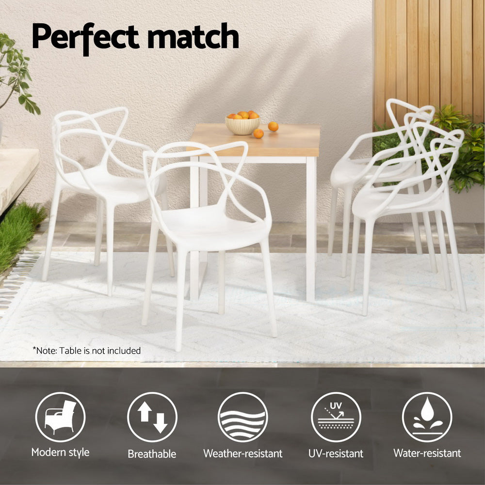 Gardeon 4PC Outdoor Dining Chairs PP Portable Stackable Chair Patio Furniture
