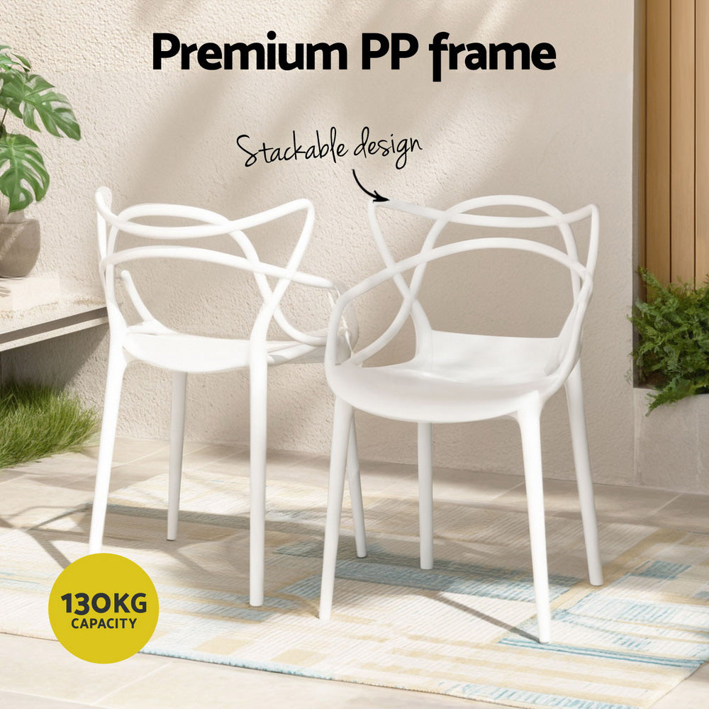 Gardeon 4PC Outdoor Dining Chairs PP Portable Stackable Chair Patio Furniture
