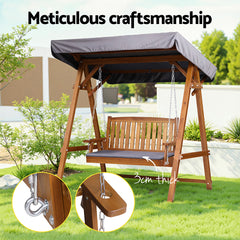 Gardeon Swing Chair Wooden Garden Bench Canopy 2 Seater Outdoor Furniture