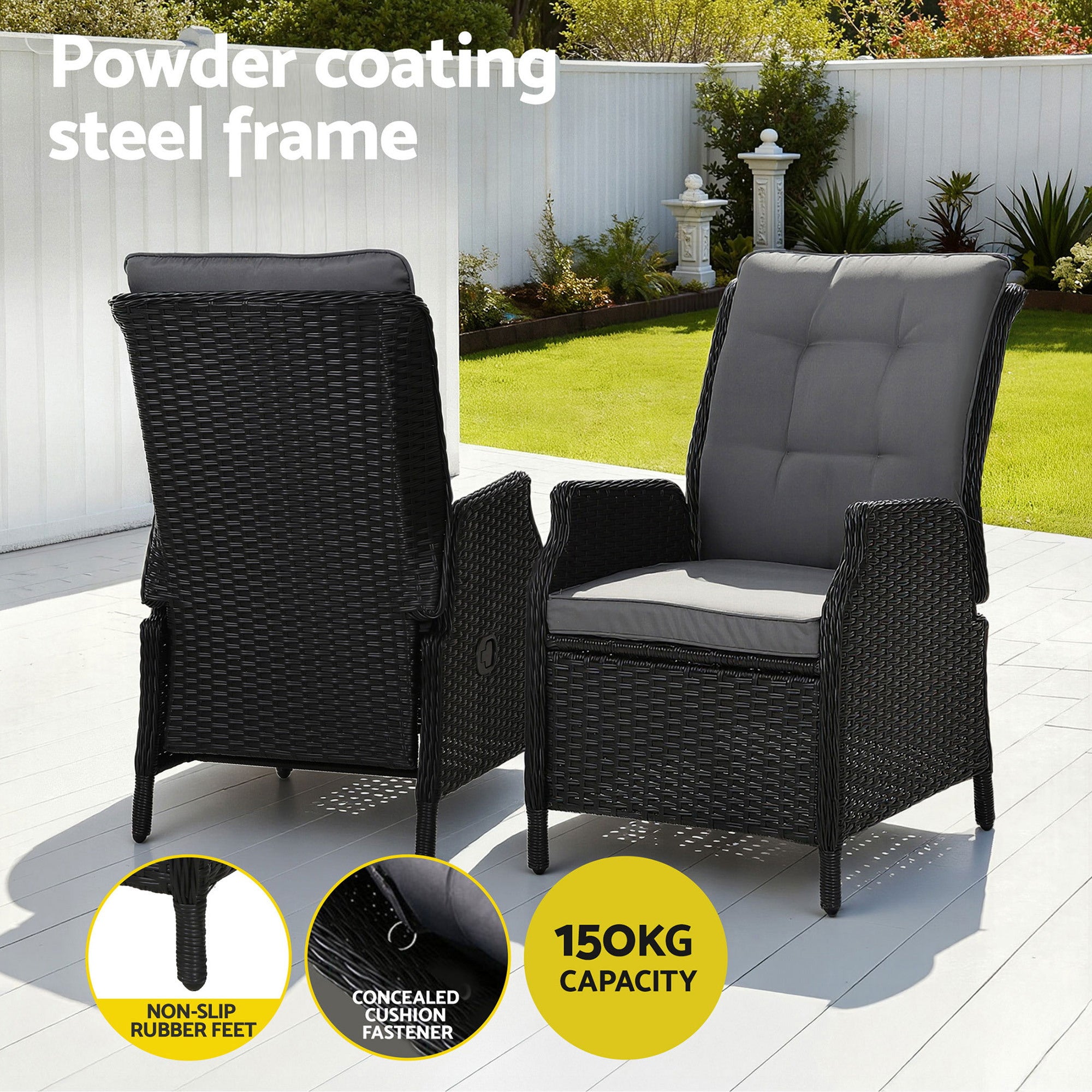 Gardeon Recliner Chair Sun lounge Wicker Lounger Outdoor Furniture Patio