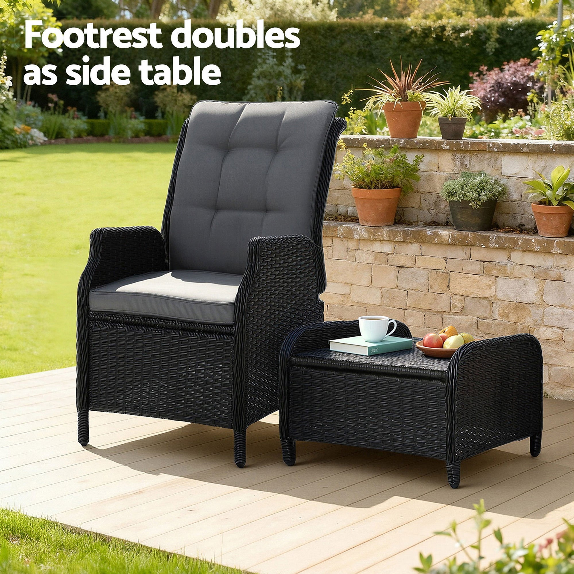Gardeon Recliner Chair Sun lounge Wicker Lounger Outdoor Furniture Patio