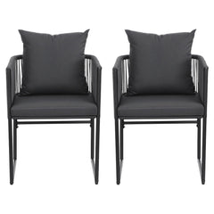 Gardeon 2PC Outdoor Dining Chairs Woven Rope Chair Patio Furniture Garden Steel
