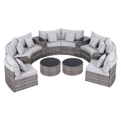 Gardeon 8 Seater Outdoor Sofa Set 14PCS Table Chair Set Rattan Patio Furniture