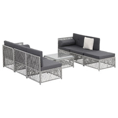 Gardeon 6 Seater Outdoor Sofa Set 7PCS Table Chair Set Garden Rattan Patio Furniture