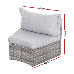 Gardeon 2 PCS Outdoor Sofa Set Rattan Modular Chair Garden Patio Furniture Grey