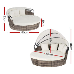 Gardeon Outdoor Day Bed Sun Lounge Setting Wicker Lounger Furniture Patio Beige Set of 3