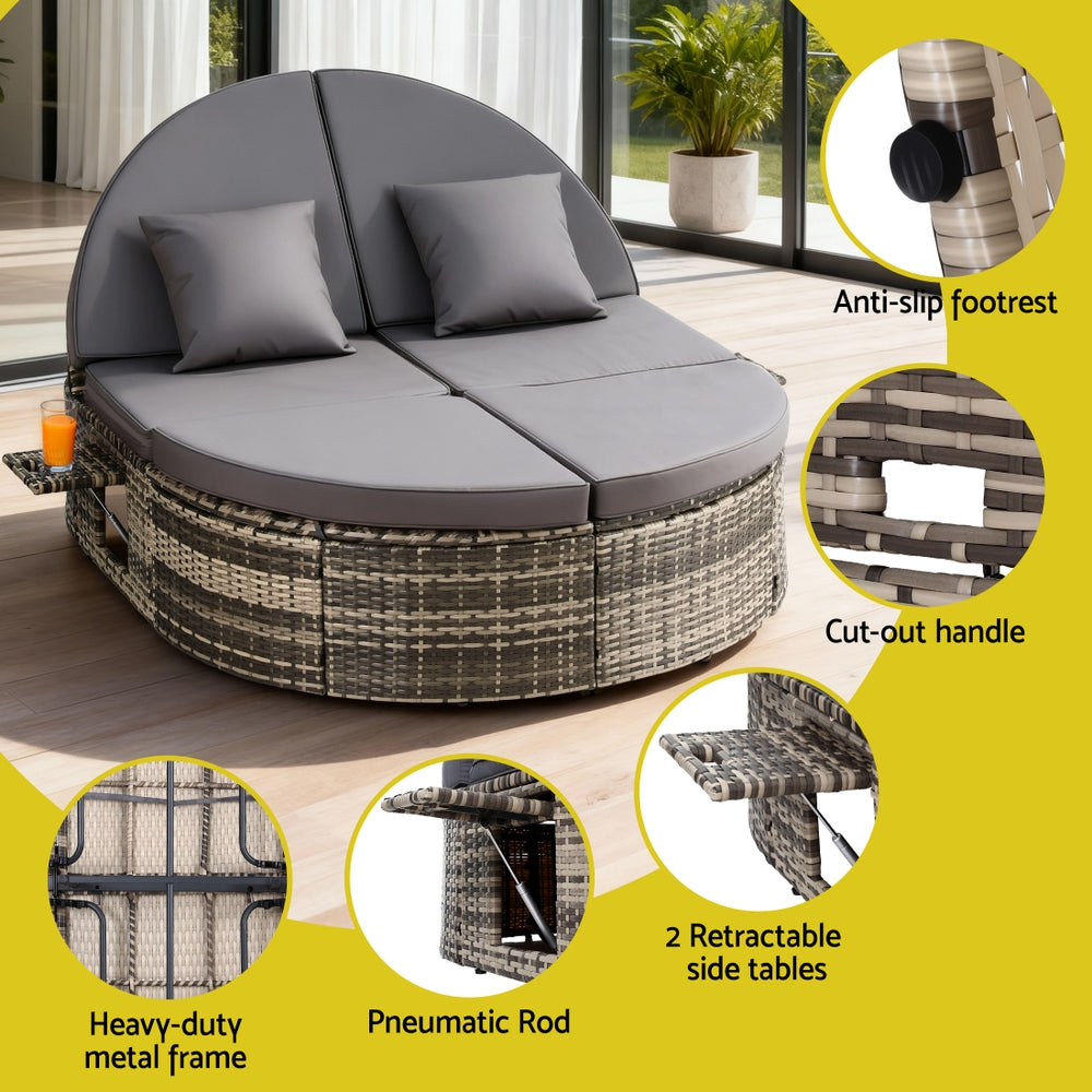 Gardeon Outdoor Day Bed Sun Lounge Setting Wicker Lounger Patio Furniture w