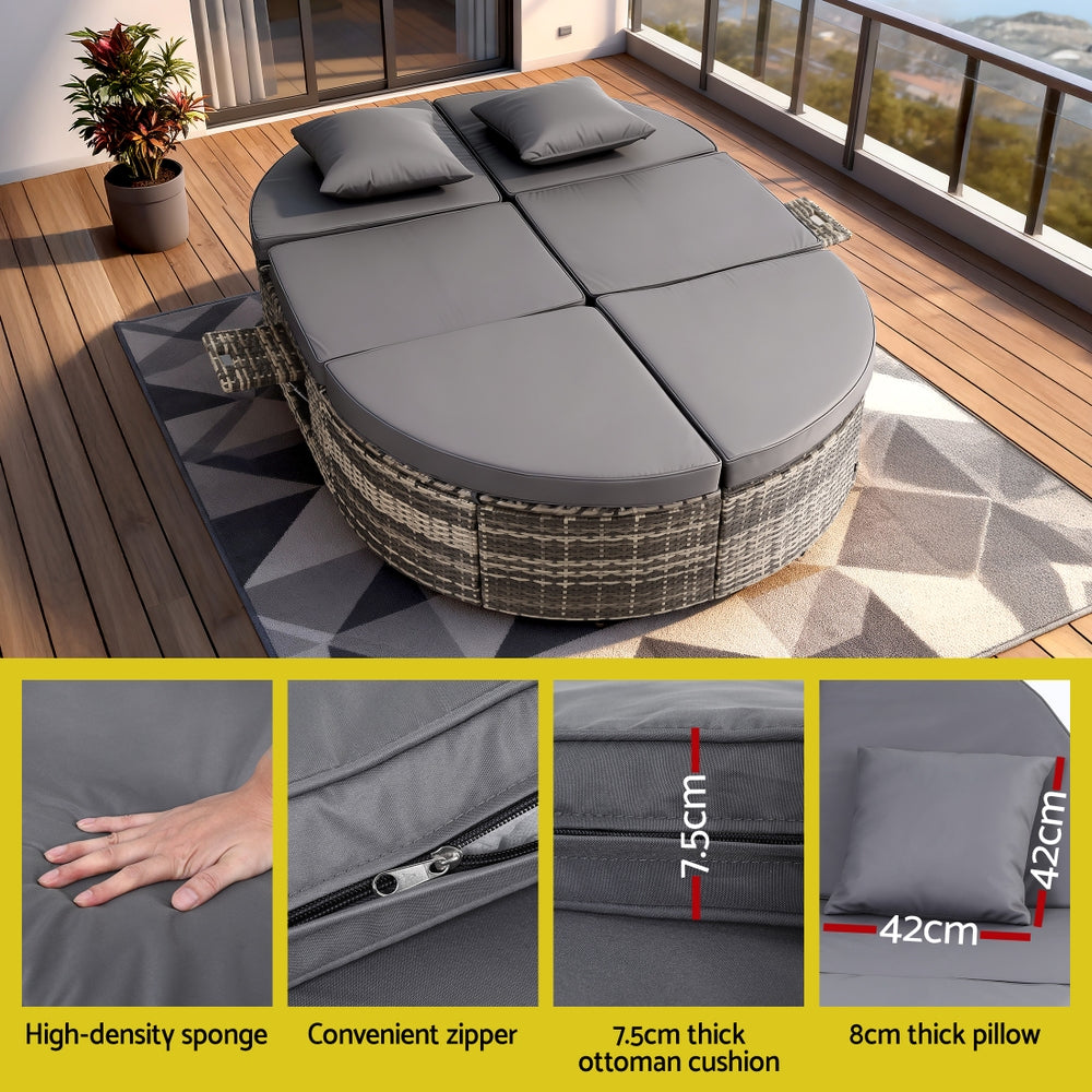 Gardeon Outdoor Day Bed Sun Lounge Setting Wicker Lounger Patio Furniture w