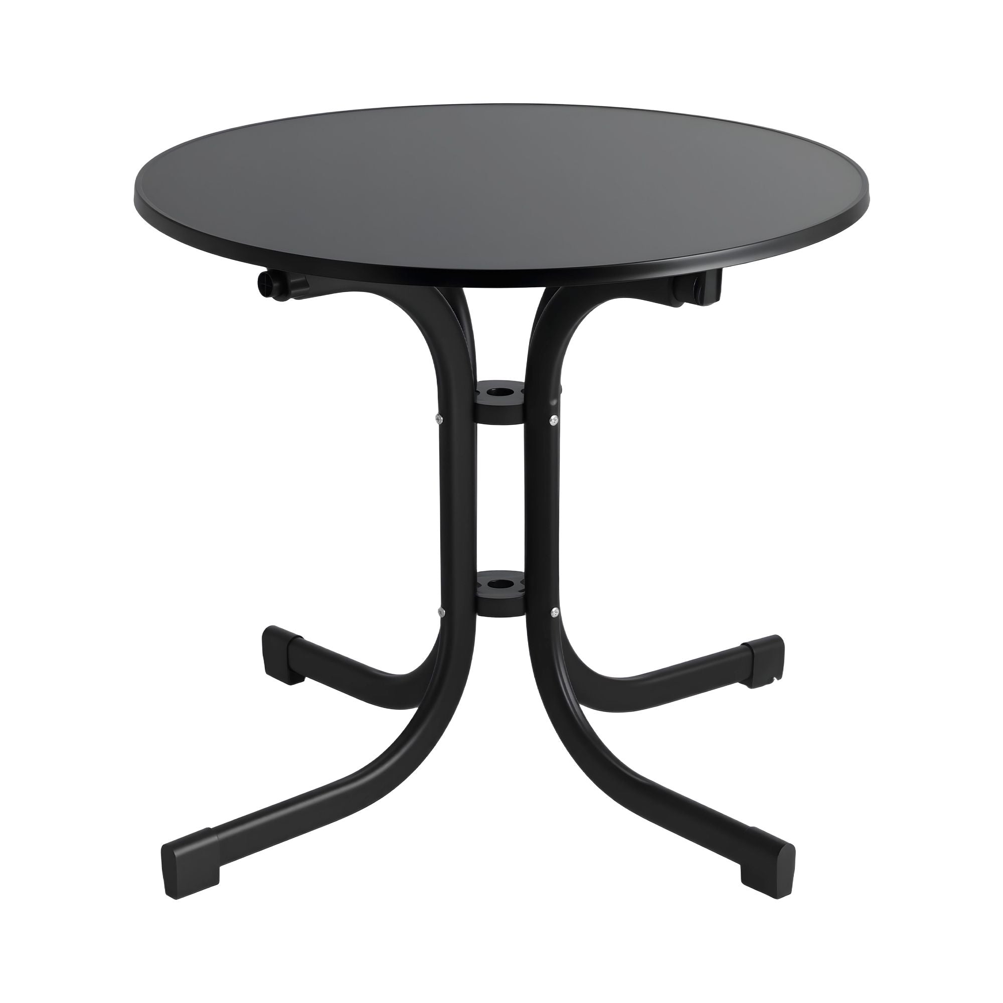 Gardeon Outdoor Side Table 80cm Folding Steel Round Bistro Desk Cafe Patio
